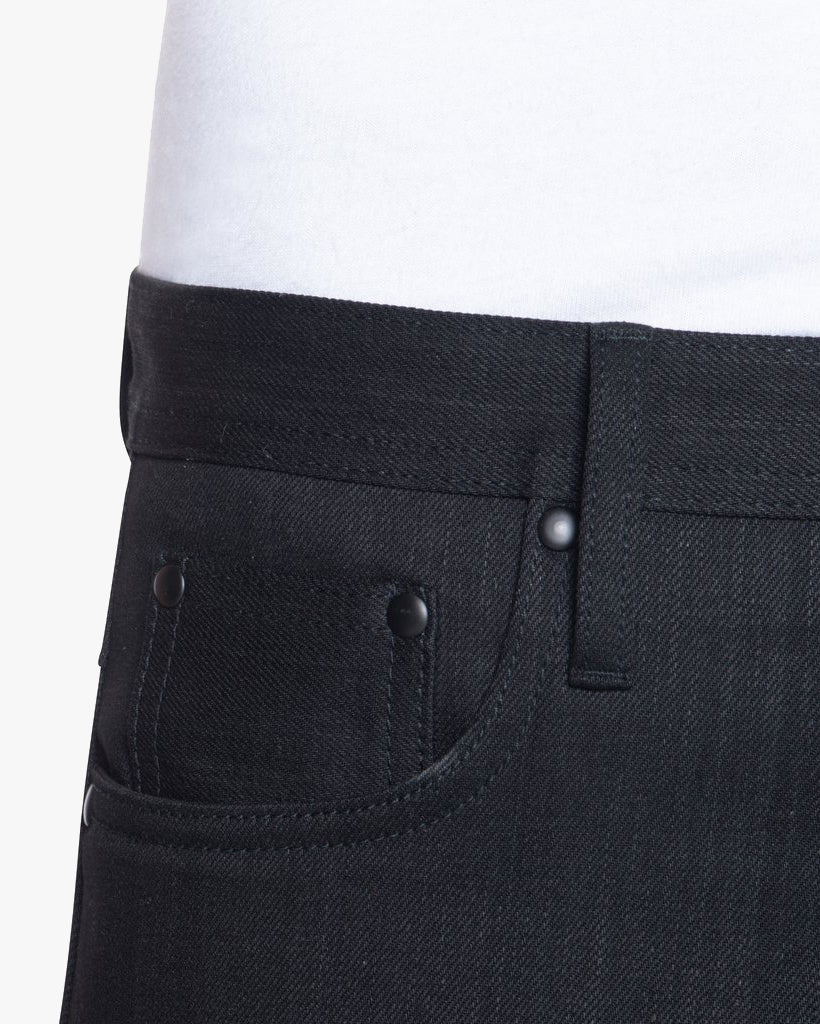 Unbranded UB344 Straight Fit Mens Jeans - 11oz Solid Black Stretch Selvedge | The Unbranded Brand Jeans | JEANSTORE