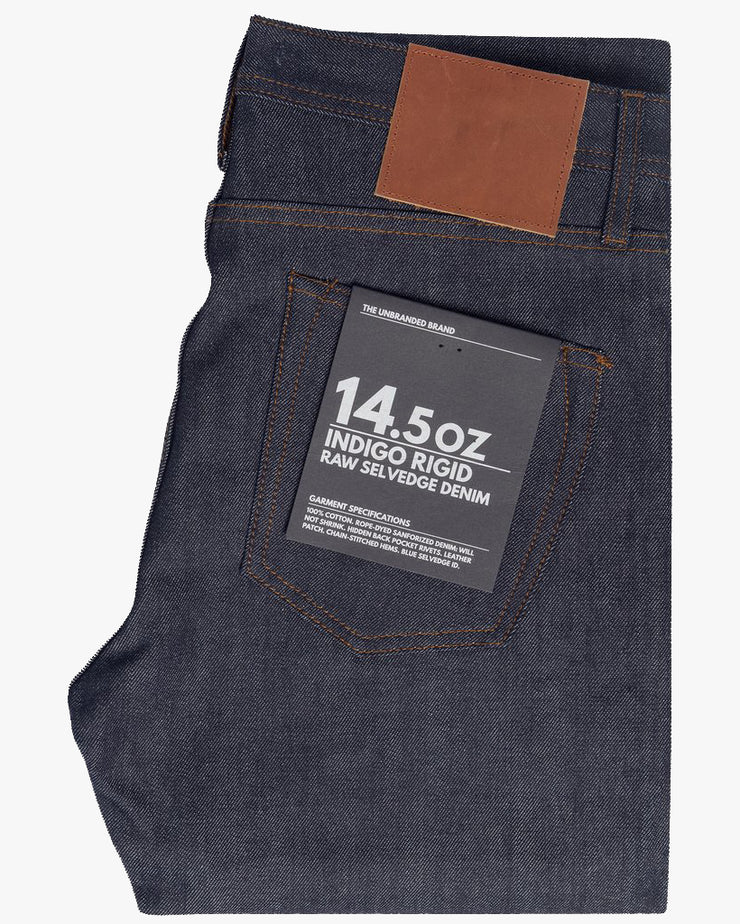 Unbranded UB401 Tight Fit Mens Jeans - 14.5oz Indigo Selvedge | The Unbranded Brand Jeans | JEANSTORE