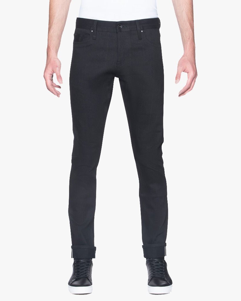 Unbranded UB444 Tight Fit Mens Jeans - 11oz Solid Black Stretch Selvedge | The Unbranded Brand Jeans | JEANSTORE