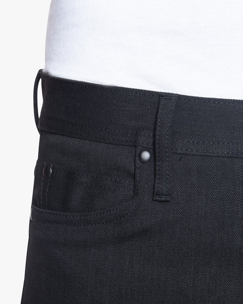 Unbranded UB444 Tight Fit Mens Jeans - 11oz Solid Black Stretch Selvedge | The Unbranded Brand Jeans | JEANSTORE