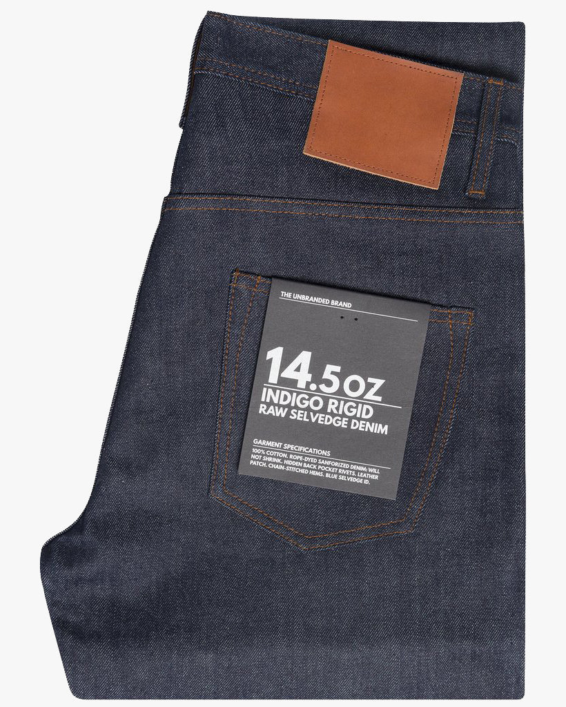 Unbranded UB601 Relaxed Tapered Mens Jeans - 14.5oz Indigo Selvedge | The Unbranded Brand Jeans | JEANSTORE
