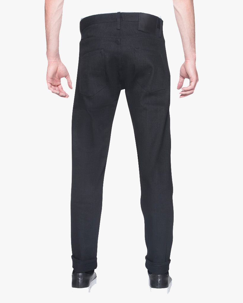 Unbranded UB644 Relaxed Tapered Mens Jeans - 11oz Solid Black Stretch Selvedge | The Unbranded Brand Jeans | JEANSTORE
