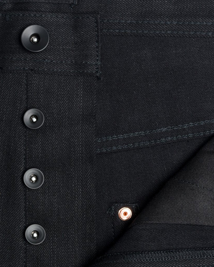 Unbranded UB644 Relaxed Tapered Mens Jeans - 11oz Solid Black Stretch Selvedge | The Unbranded Brand Jeans | JEANSTORE