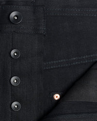 Unbranded UB644 Relaxed Tapered Mens Jeans - 11oz Solid Black Stretch Selvedge | The Unbranded Brand Jeans | JEANSTORE