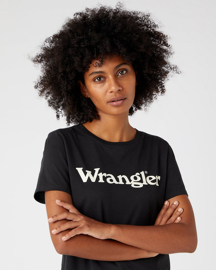 Wrangler Womens Round Tee - Faded Black | Wrangler T Shirts | JEANSTORE