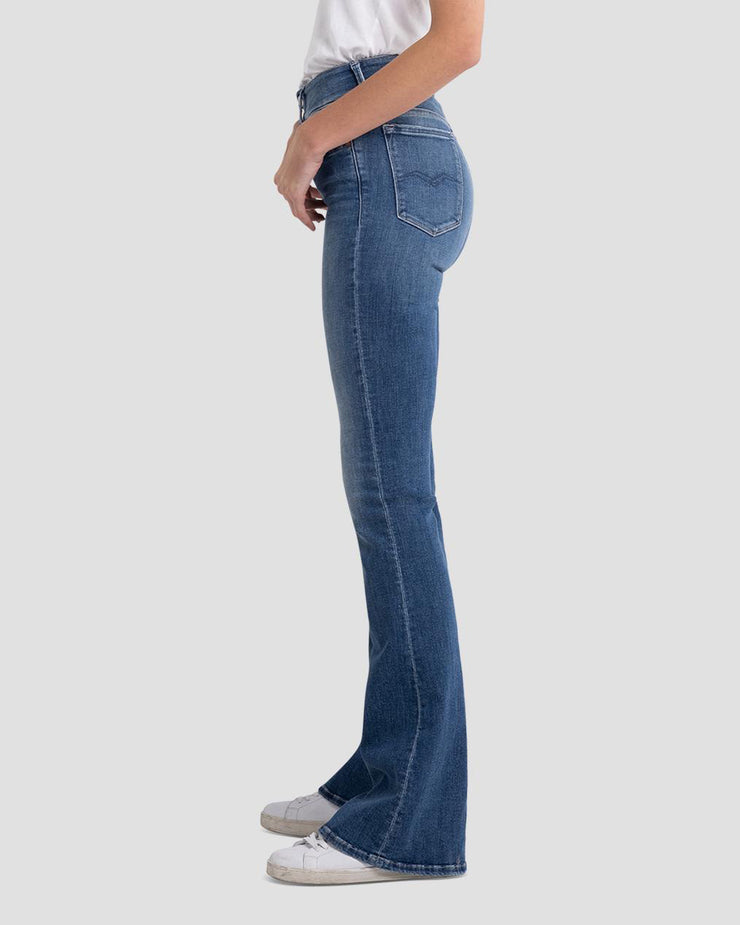 Replay Womens New Luz Flare Jeans - Medium Blue