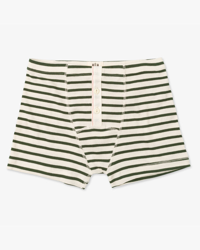 Hemen Biarritz Albar Breton Stripe Boxer Brief - Natural / Khaki | Hemen Biarritz Underwear | JEANSTORE