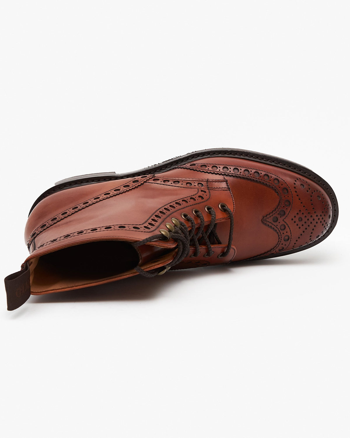 Cheaney Tweed R Wingcap Brogue Boot - Dark Leaf Calf Leather / Dainite Rubber Sole | Cheaney Shoes Boots | JEANSTORE