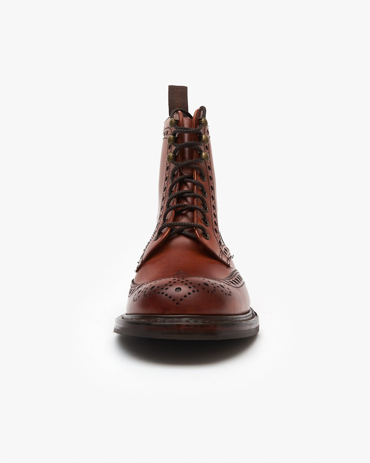 Cheaney Tweed R Wingcap Brogue Boot - Dark Leaf Calf Leather / Dainite Rubber Sole | Cheaney Shoes Boots | JEANSTORE