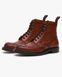 Cheaney Tweed R Wingcap Brogue Boot - Dark Leaf Calf Leather / Dainite Rubber Sole | Cheaney Shoes Boots | JEANSTORE