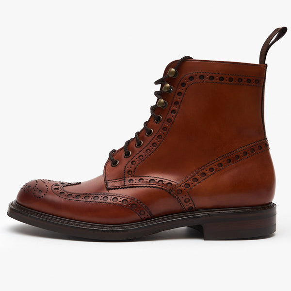 Cheaney Tweed R Wingcap Brogue Boot - Dark Leaf Calf Leather / Dainite Rubber Sole | Cheaney Shoes Boots | JEANSTORE