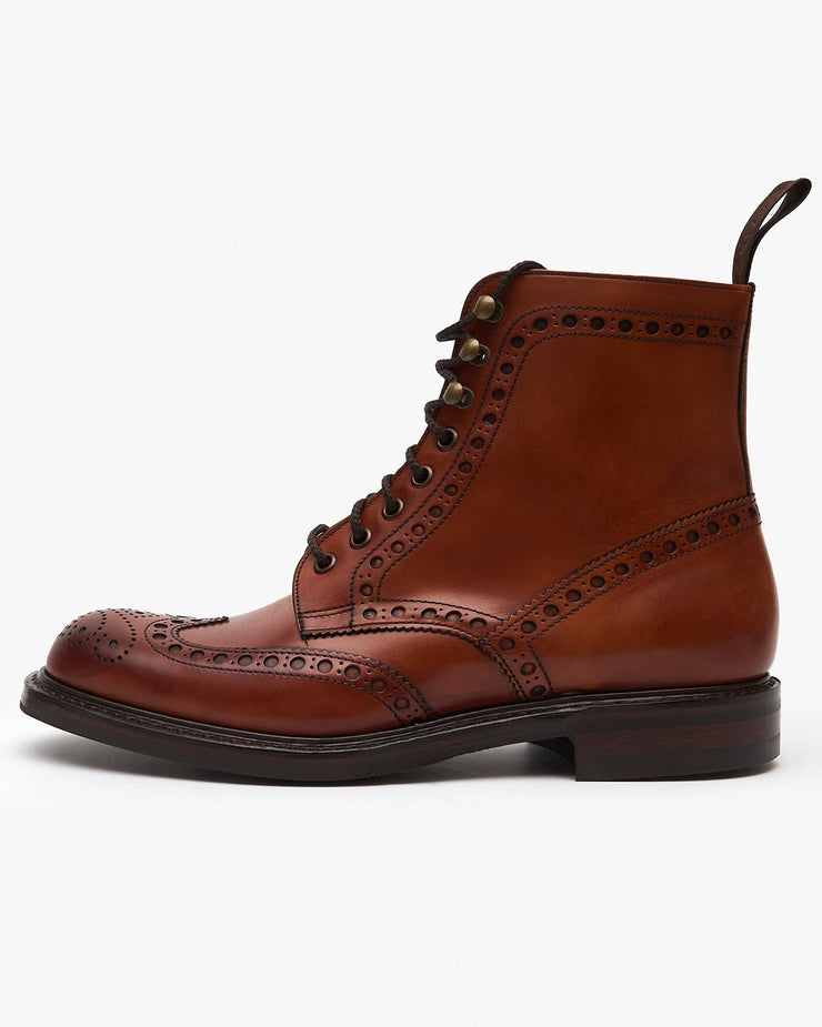 Cheaney Tweed R Wingcap Brogue Boot - Dark Leaf Calf Leather / Dainite Rubber Sole | Cheaney Shoes Boots | JEANSTORE