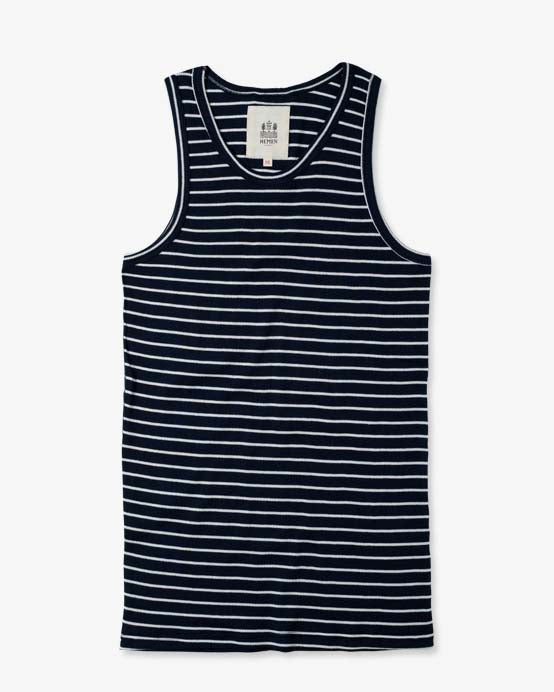 Hemen Biarritz Gari Sailor Stripe Ribbed Tank Top - Marine / Natural | Hemen Biarritz Underwear | JEANSTORE