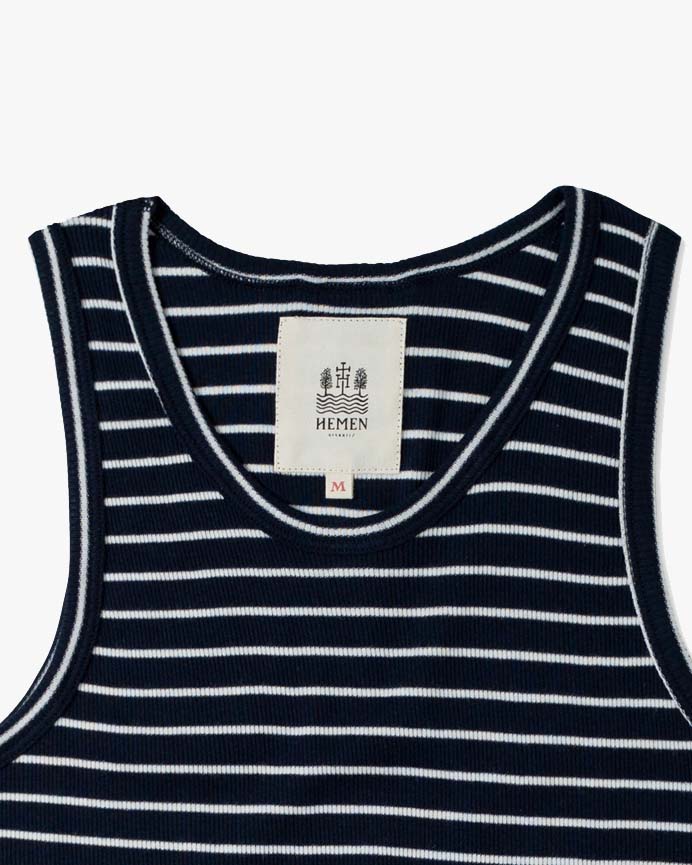Hemen Biarritz Gari Sailor Stripe Ribbed Tank Top - Marine / Natural | Hemen Biarritz Underwear | JEANSTORE