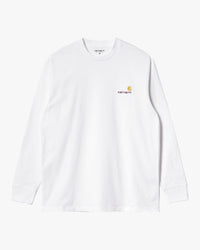 Carhartt WIP L/S American Script Tee - White | Carhartt WIP T Shirts | JEANSTORE