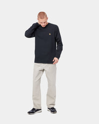 Carhartt WIP L/S Chase Tee - Dark Navy / Gold | Carhartt WIP T Shirts | JEANSTORE