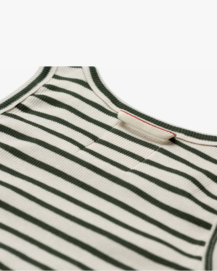 Hemen Biarritz Gari Breton Stripe Ribbed Tank Top - Natural / Khaki | Hemen Biarritz Underwear | JEANSTORE