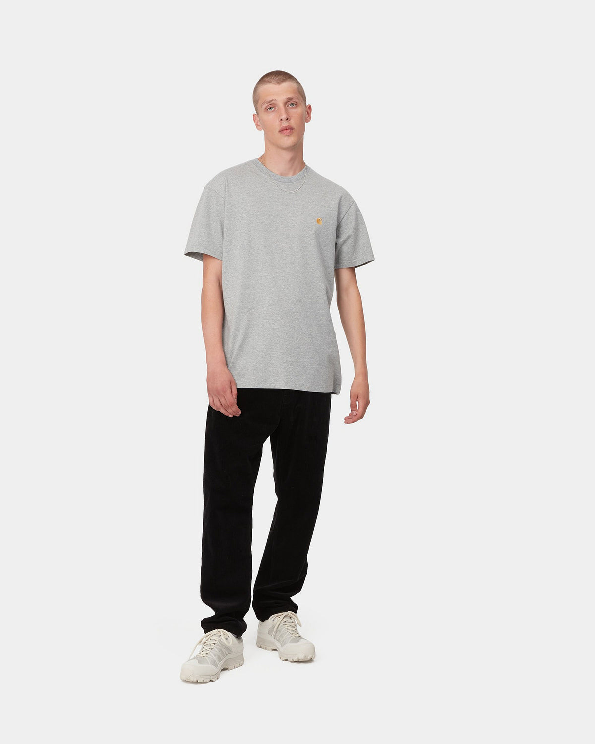 Carhartt WIP S/S Chase Tee - Grey Heather / Gold | Carhartt WIP T Shirts | JEANSTORE