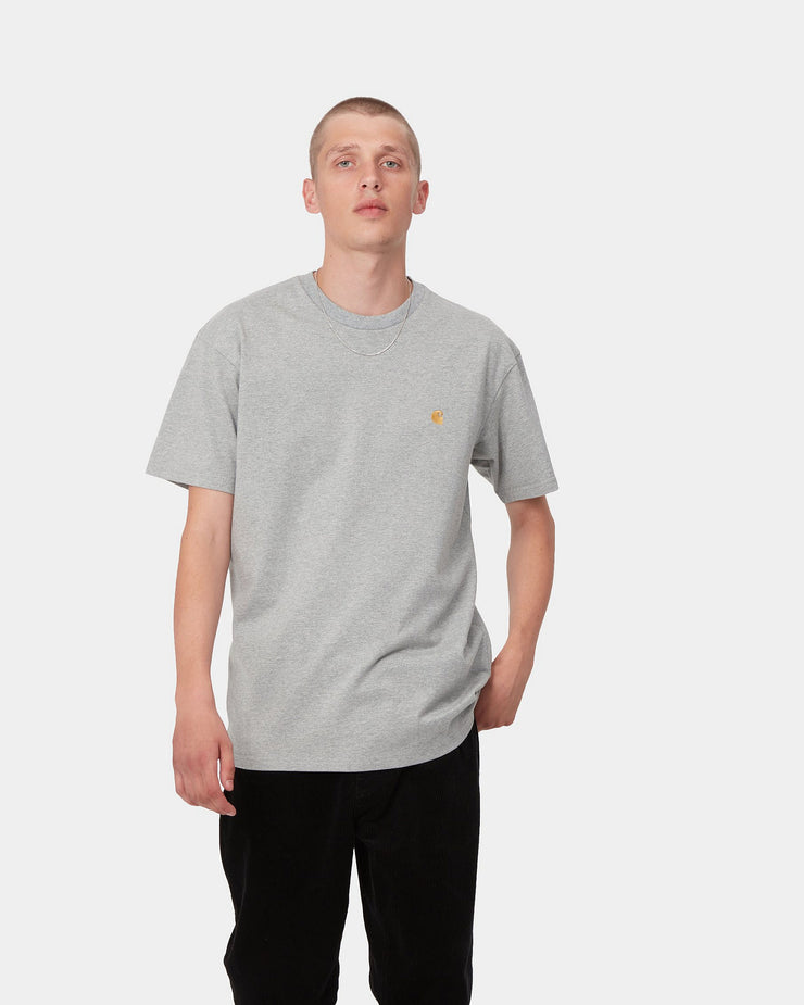 Carhartt WIP S/S Chase Tee - Grey Heather / Gold | Carhartt WIP T Shirts | JEANSTORE
