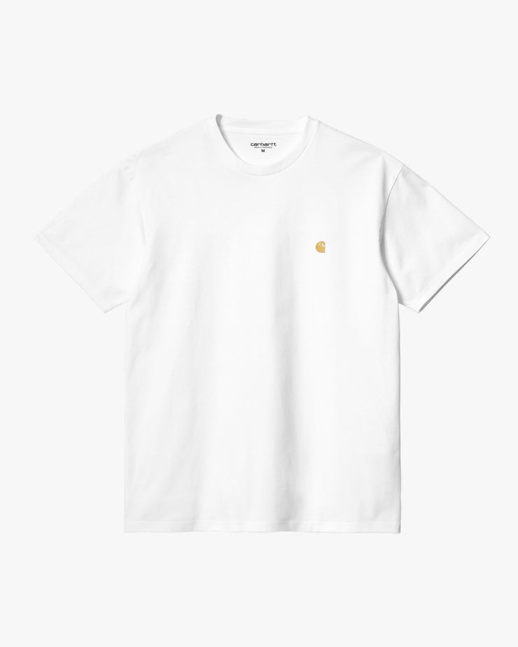Carhartt WIP S/S Chase Tee - White / Gold | Carhartt WIP T Shirts | JEANSTORE