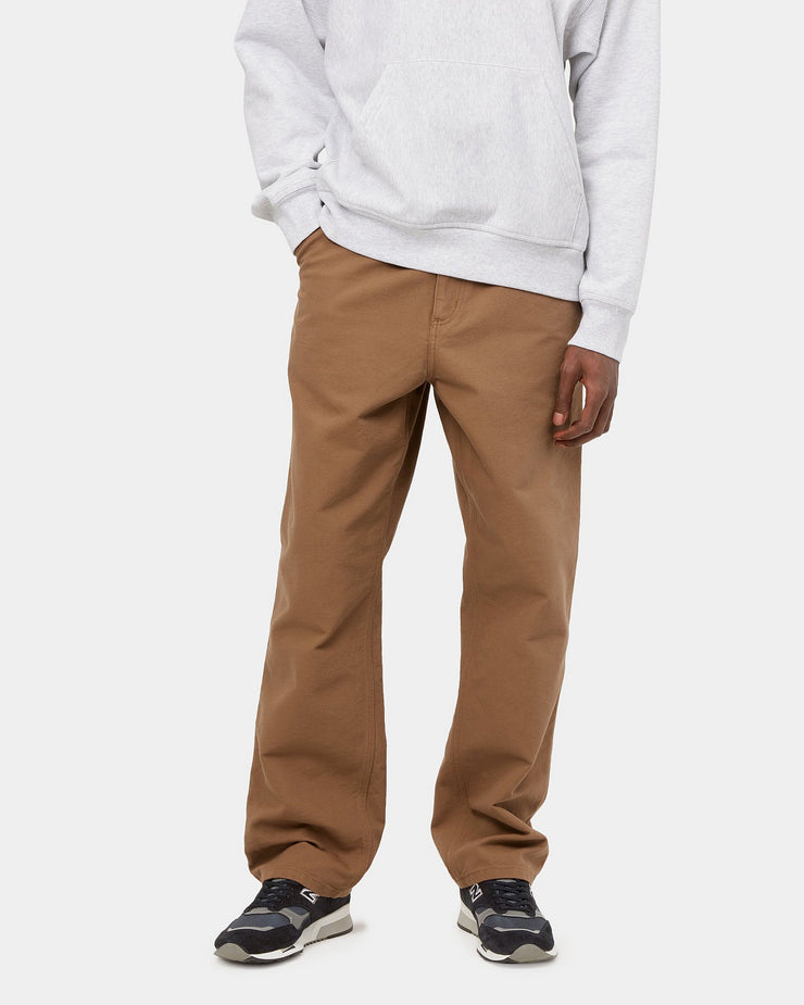 Carhartt WIP Single Knee Pant Relaxed Fit Canvas Trousers - Hamilton Brown Rinsed