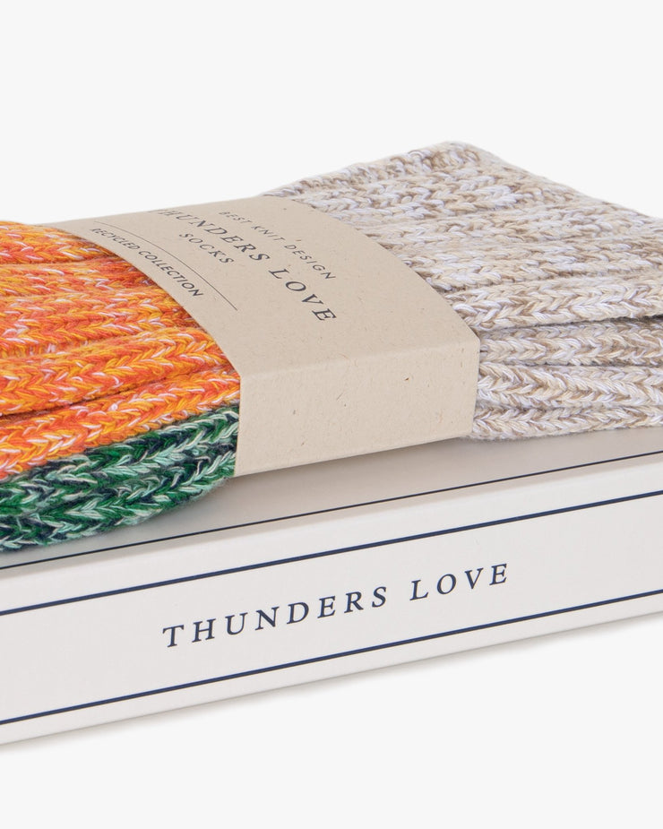 Thunders Love Charlie Collection Socks - Orange & Green | Thunders Love Socks | JEANSTORE