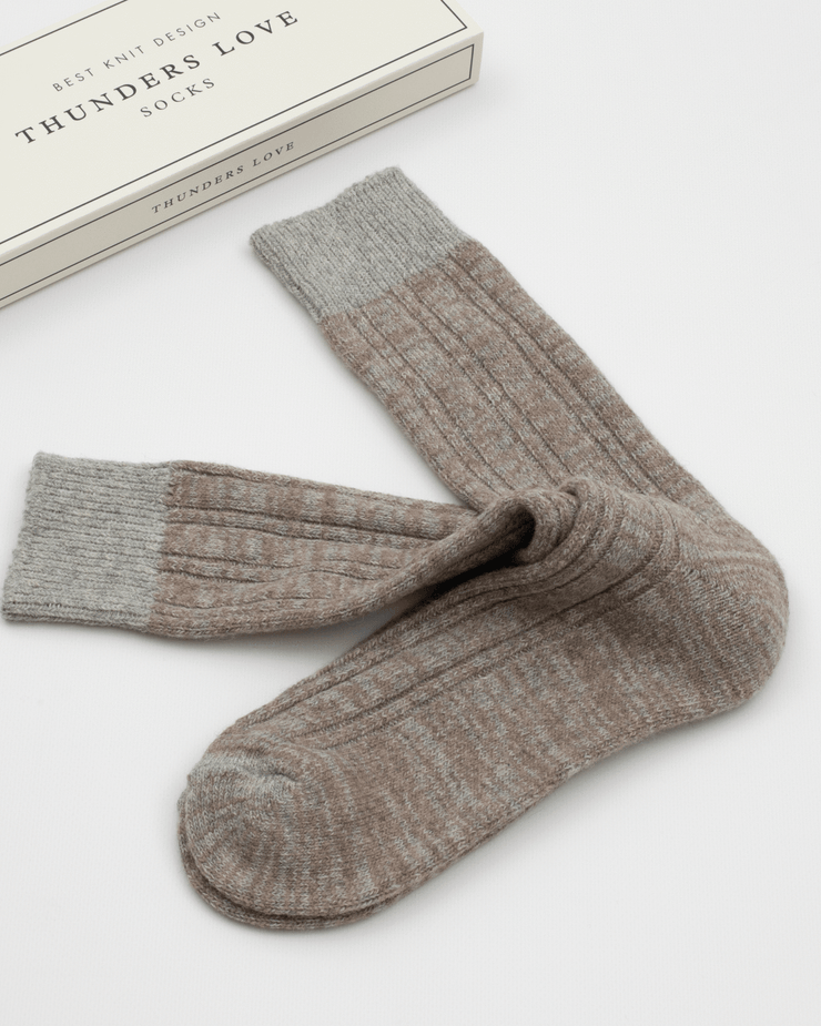 Thunders Love Wool Collection Double Ribbed Socks - Brown | Thunders Love Socks | JEANSTORE