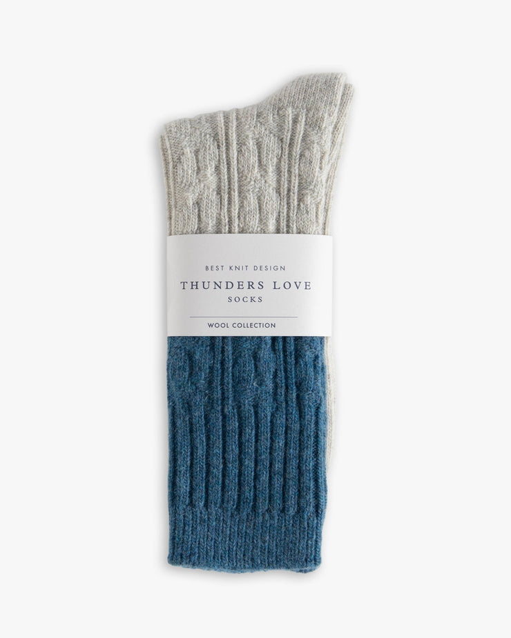 Thunders Love Wool Collection Socks - Cable Knit Blue | Thunders Love Socks | JEANSTORE