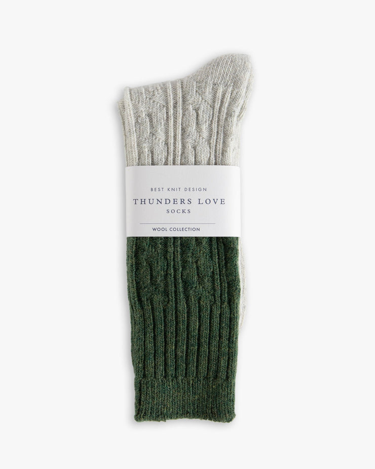 Thunders Love Wool Collection Socks - Cable Knit Green | Thunders Love Socks | JEANSTORE
