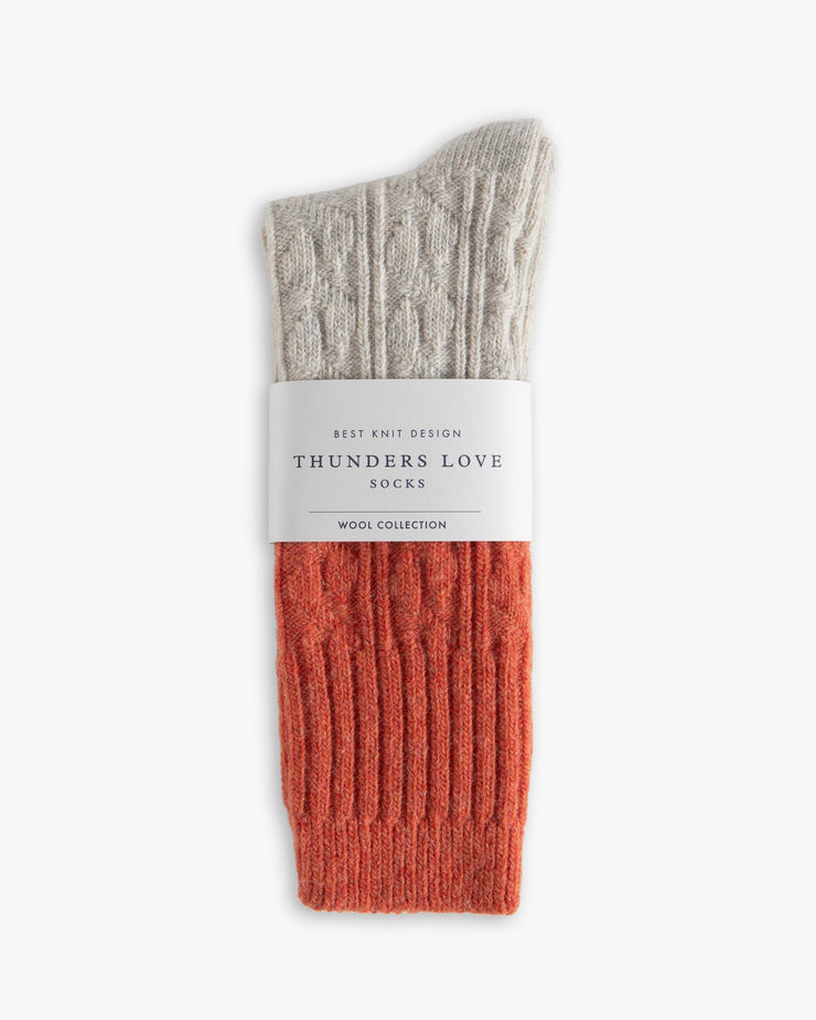 Thunders Love Wool Collection Socks - Cable Knit Orange | Thunders Love Socks | JEANSTORE