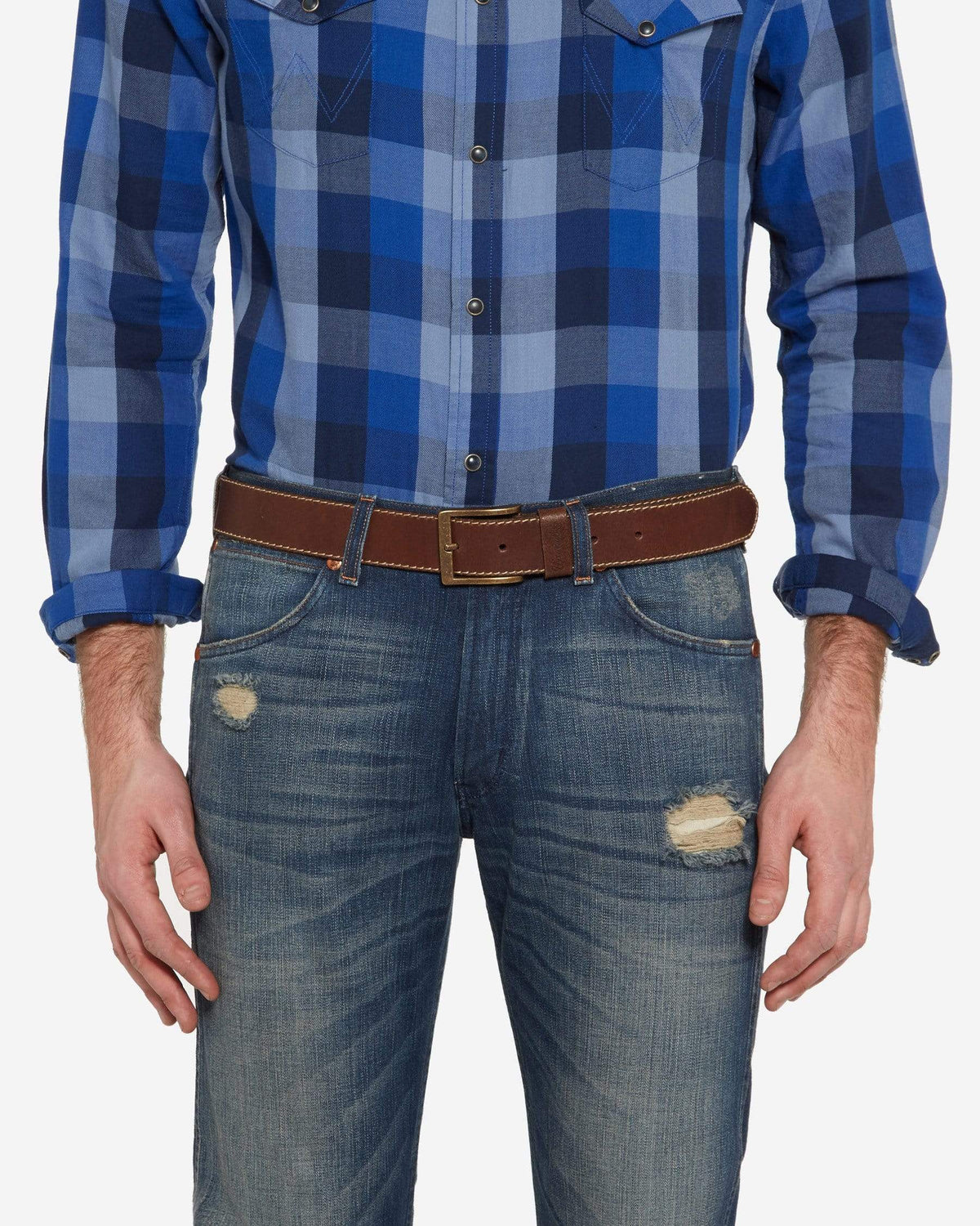 Wrangler Basic Stitched Belt - Mid Brown | Wrangler Belts | JEANSTORE