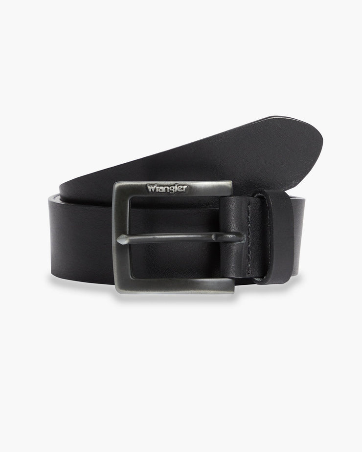 Wrangler Kabel Buckle Leather Belt - Black | Wrangler Belts | JEANSTORE