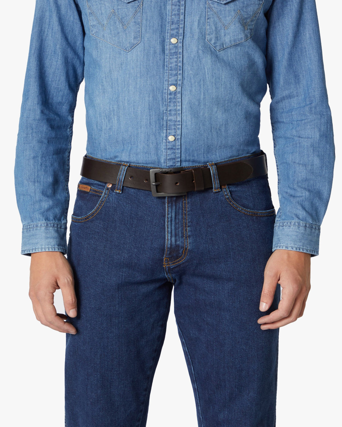 Wrangler Kabel Buckle Leather Belt - Brown | Wrangler Belts | JEANSTORE